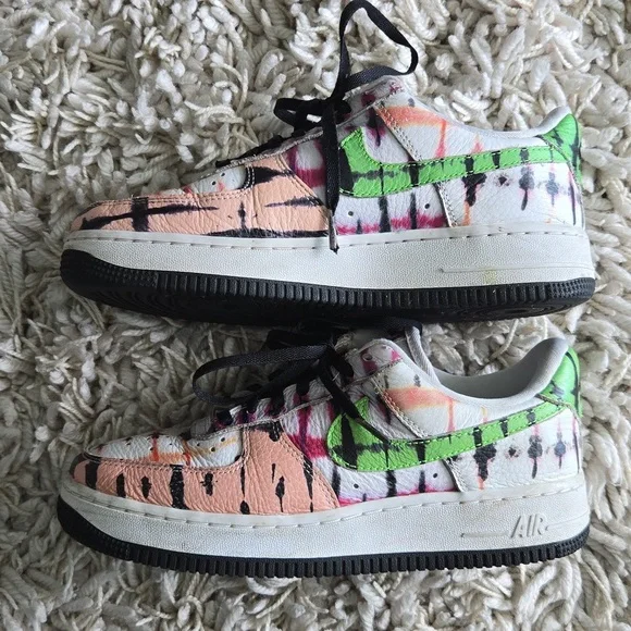 Nike Air Force 1 'Black Tie Dye woman size 6 - Picture 2 of 10